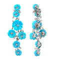 Load image into Gallery viewer, Turquoise Flower Earrings with diamond 18K Gold