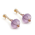 Load image into Gallery viewer, Lavender Chalcedony and Diamond 14k Gold Earrings