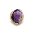 Load image into Gallery viewer, Amethyst Organic Tumble Gemstone Jewelry Ring with Diamonds & 14k
