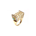 Load image into Gallery viewer, Gold Gemstone Jewelry Ring Crystal Carving With Emerald Oval Cut