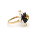 Load image into Gallery viewer, Black onyx & Crystal Square Flat, Yellow Aquamarine Round Cut