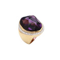 Load image into Gallery viewer, Amethyst Organic Tumble Gemstone Jewelry Ring with Diamonds & 14k