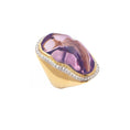 Load image into Gallery viewer, Lavender Quartz Organic Tumble Gemstone Jewelry Ring With Diamonds & 14k Gold