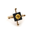 Load image into Gallery viewer, Black onyx & Crystal Square Flat, Yellow Aquamarine Round Cut