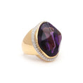 Load image into Gallery viewer, Amethyst Organic Tumble Gemstone Jewelry Ring with Diamonds & 14k