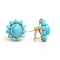 Load image into Gallery viewer, Turquoise with Diamonds 14 K Gold Earrings