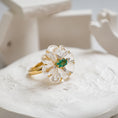 Load image into Gallery viewer, Emerald With Crystal and Diamonds Ring