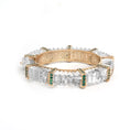 Load image into Gallery viewer, MAJESTIC OASIS Emerald Round Cuts Bangle with Crystal Quartz Fancy Carving 14 K GOLD