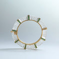 Load image into Gallery viewer, MAJESTIC OASIS Emerald Round Cuts Bangle with Crystal Quartz Fancy Carving 14 K GOLD