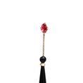 Load image into Gallery viewer, Black Onyx Smooth Tube Earrings with Tourmaline Round & Pear Cut and Diamonds 14 K Gold