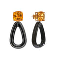 Load image into Gallery viewer, Yellow Aqua With Black Onyx Earrings 14 K Gold