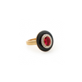 Load image into Gallery viewer, Pink Tourmaline and Black Onyx Gemstones Ring Gold Jewelry With Diamonds