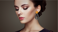 Load image into Gallery viewer, Yellow Aqua With Black Onyx Earrings 14 K Gold