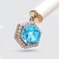 Load image into Gallery viewer, Swiss Topaz with White Agate and Diamonds Earrings 14 K Gold