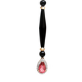 Load image into Gallery viewer, Black Onyx Smooth Tube Earrings with Tourmaline Round & Pear Cut and Diamonds 14 K Gold