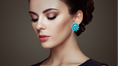 Load image into Gallery viewer, Turquoise and Diamond Halo Stud Earrings in 14k Gold