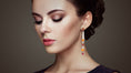 Load image into Gallery viewer, Spessartite with White Agate and Diamonds Earrings