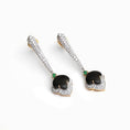 Load image into Gallery viewer, Black Onyx and Diamond 14k Gold Dangle Earrings
