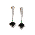 Load image into Gallery viewer, Black Onyx and Diamond 14k Gold Dangle Earrings