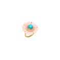 Load image into Gallery viewer, Turquoise and Pink Opal Flower Gemstone Jewelry Ring With 14k Gold & Diamonds