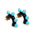 Load image into Gallery viewer, Turquoise Accented Black Onyx 14k Gold Hoop Earrings