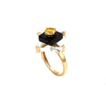 Load image into Gallery viewer, 14K Gold Ring with Crystal, Black Onyx & Yellow Aquamarine