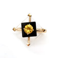 Load image into Gallery viewer, 14K Gold Ring with Crystal, Black Onyx & Yellow Aquamarine