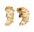 Load image into Gallery viewer, Carved Citrine with diamonds 14 k Gold Earrings