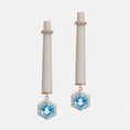 Load image into Gallery viewer, Swiss Topaz with White Agate and Diamonds Earrings 14 K Gold