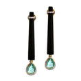 Load image into Gallery viewer, Elegant 14K Gold Black Onyx and Blue Tourmaline Diamond Earrings