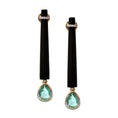 Load image into Gallery viewer, Elegant 14K Gold Black Onyx and Blue Tourmaline Diamond Earrings