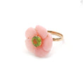 Load image into Gallery viewer, Gold Gemstone Jewelry Ring Peridot Round Cut With Pink Opal Flower
