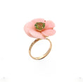 Load image into Gallery viewer, Gold Gemstone Jewelry Ring Peridot Round Cut With Pink Opal Flower