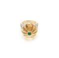 Load image into Gallery viewer, Gold Jewelry Gemstone Ring Citrine Carving and Emerald Round Cabochons