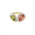 Load image into Gallery viewer, Green & Pink Tourmaline Diamond Ring in 18K Gold, Multi Gemstone Ring
