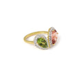 Load image into Gallery viewer, Green & Pink Tourmaline Diamond Ring in 18K Gold, Multi Gemstone Ring