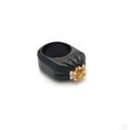 Load image into Gallery viewer, Gold Gemstone Jewelry Ring Yellow Aqua Hexagon Cut With Black Onyx Carving Shank