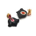 Load image into Gallery viewer, Gold Gemstone Jewelry Earrings Tourmaline Oval Cut With Black Onyx Carving