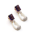 Load image into Gallery viewer, White Opal and Amethyst Gemstone Jewelry Earrings With 14k Gold & Diamonds