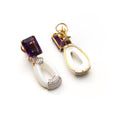 Load image into Gallery viewer, White Opal and Amethyst Gemstone Jewelry Earrings With 14k Gold & Diamonds