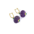 Load image into Gallery viewer, Amethyst & Emerald Drop Earrings in 14K Gold with Diamonds, Dangle And Drop Earrings