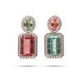 Load image into Gallery viewer, Natural Tourmaline With Diamond Gemstone 18k Gold Earrings