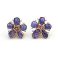 Load image into Gallery viewer, Tanzanite, Tourmaline With Diamond Gemstone 18k Gold Earrings