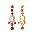Load image into Gallery viewer, Natural Aquamarine, Tourmaline With Diamond Gemstone 18k Gold Earrings