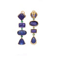 Load image into Gallery viewer, Tanzanite, Emerald With Diamond Gemstone 18k Gold Earrings