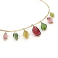 Load image into Gallery viewer, Natural Multi Tourmaline With Diamond 18K Yellow Gold Choker Necklace