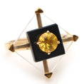 Load image into Gallery viewer, 14K Gold Ring with Crystal, Black Onyx & Yellow Aquamarine