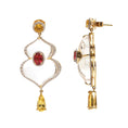 Load image into Gallery viewer, Aquamarine, Crystal Carving, Tourmaline With Diamond 18k Gold Earring