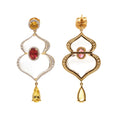 Load image into Gallery viewer, Aquamarine, Crystal Carving, Tourmaline With Diamond 18k Gold Earring