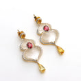 Load image into Gallery viewer, Aquamarine, Crystal Carving, Tourmaline With Diamond 18k Gold Earring